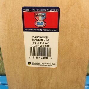 Midwest Basswood wood 1/8" x 4" x 24in (1)pc.